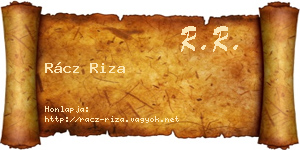Rácz Riza névjegykártya